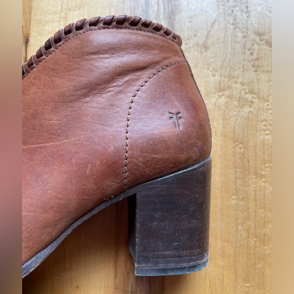 Pre loved half zip Frye leather booties cognac - Picture 9 of 11